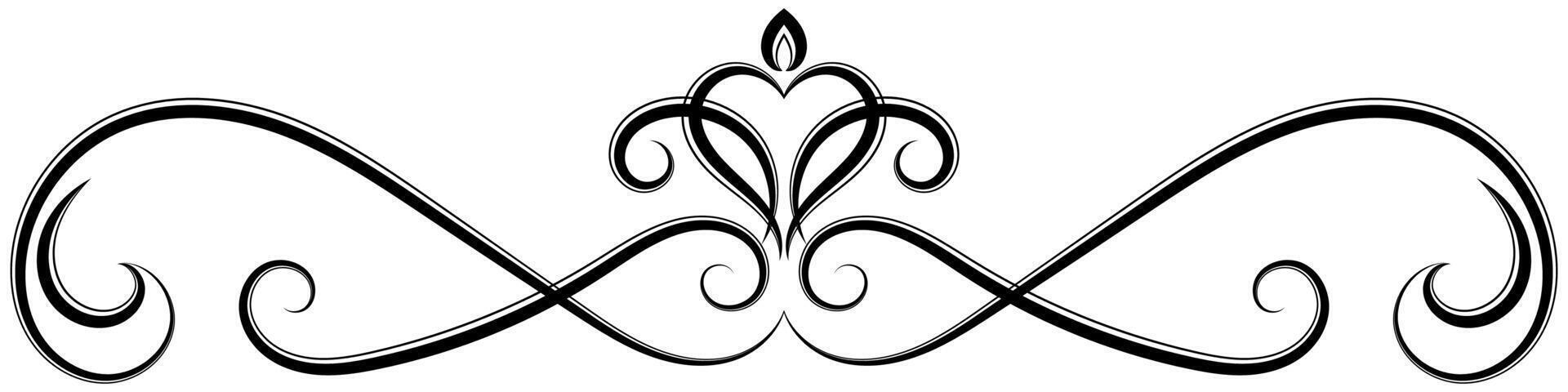 Flower border decorative design element Wedding banners, frames, labels, black lines on white. vector