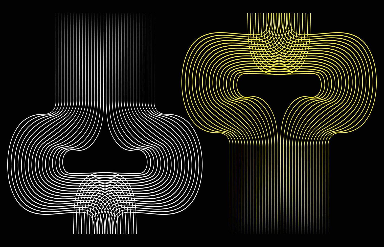 Abstract retro pattern curves parallel lines striped vector. vector