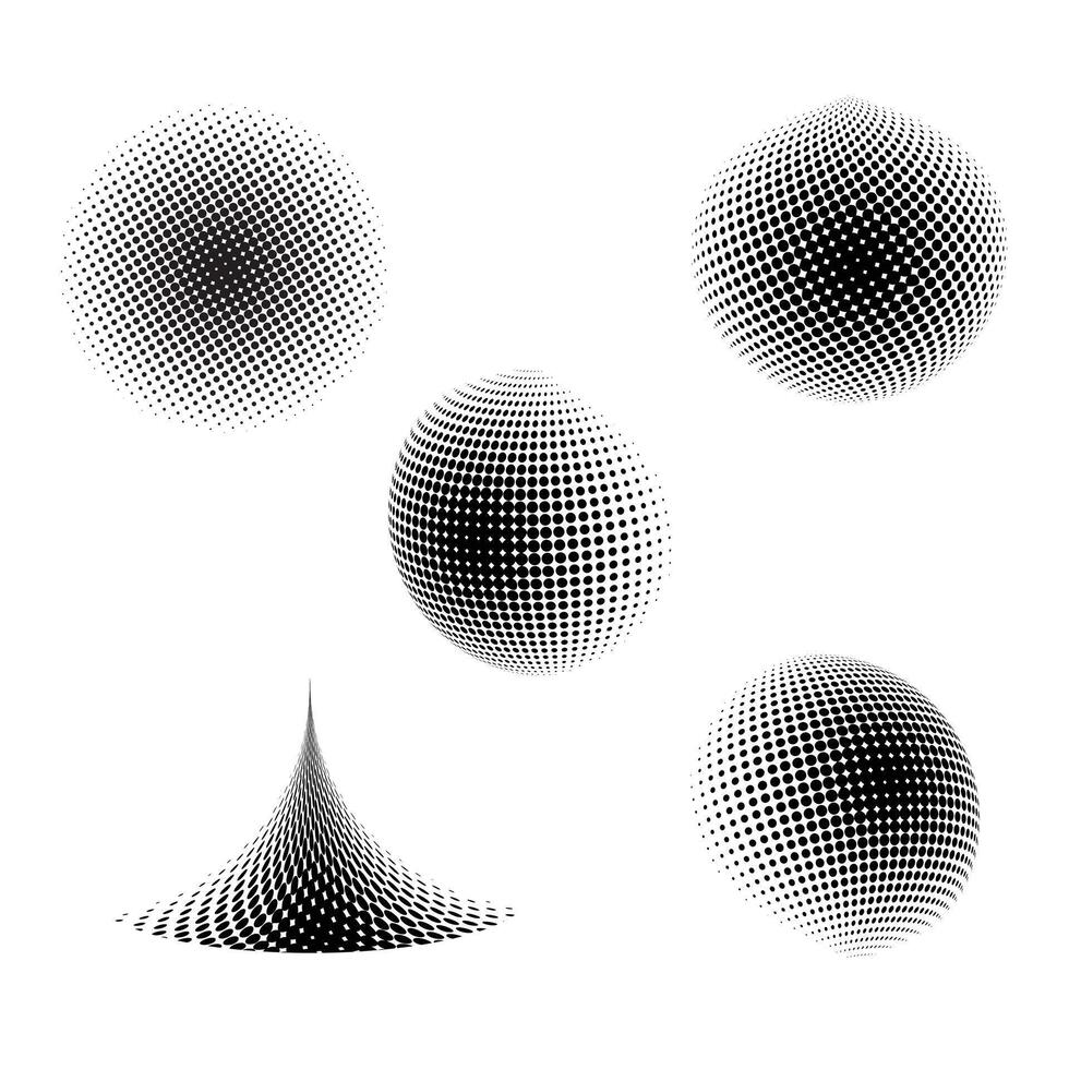 Black circle halftone spots vector illustration.