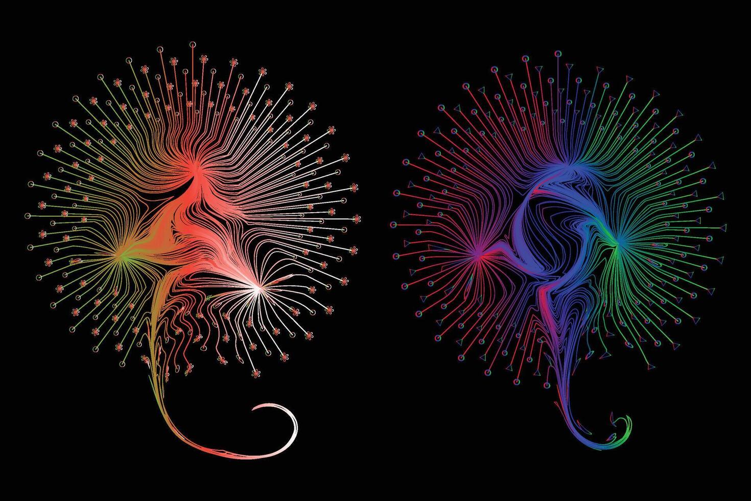 Decorative zen tangle feather boho style colorful for tattoo. vector