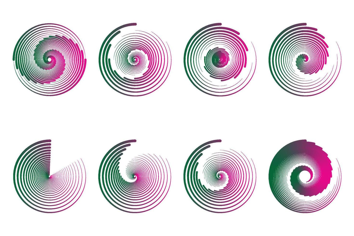 concéntrico aleatorio círculos con dinámica líneas. vórtice circular remolino. vector