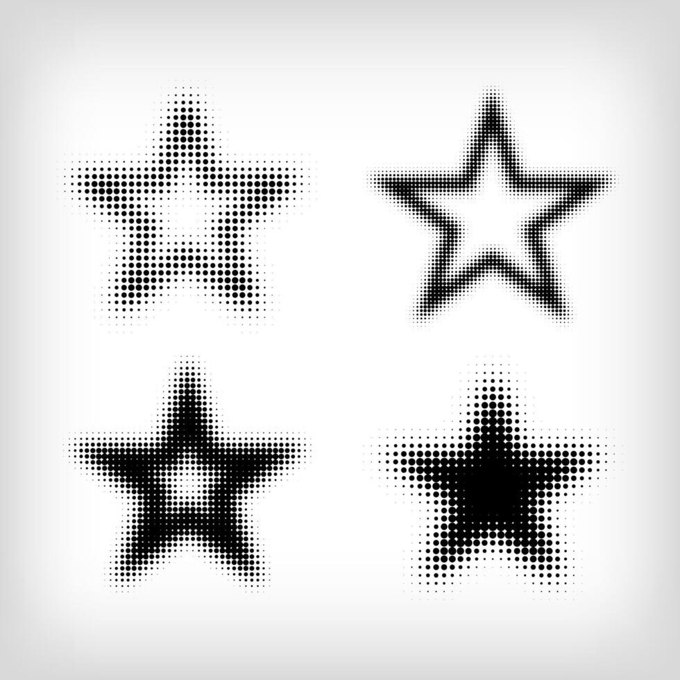 Star shape with 4 different dots. Geometric artistic star icon pixel. Integrative and integrative pixel movement. Modern icon ports. vector