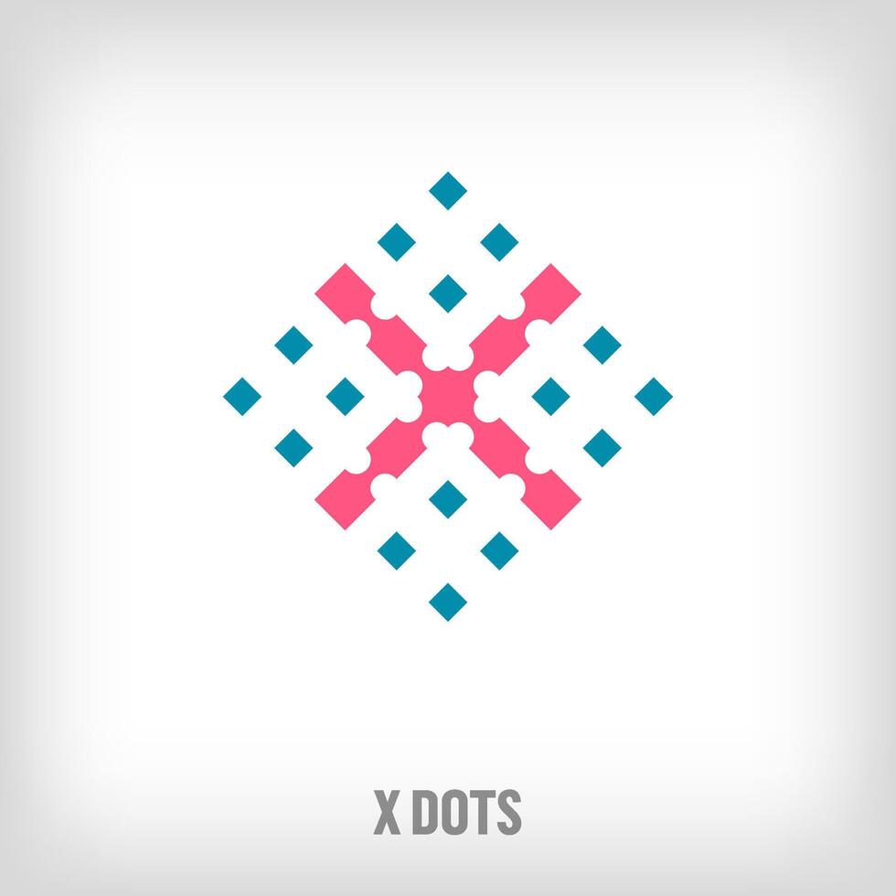 Square x shape logo. Geometric artistic x icon pixel. Integrative and integrative point movement. Modern icon ports. vector