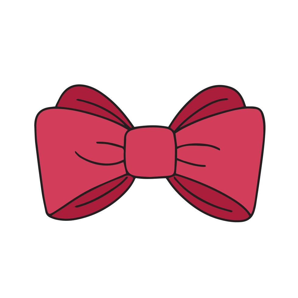 Doodle bow isolated on white background. Hand drawn vector art