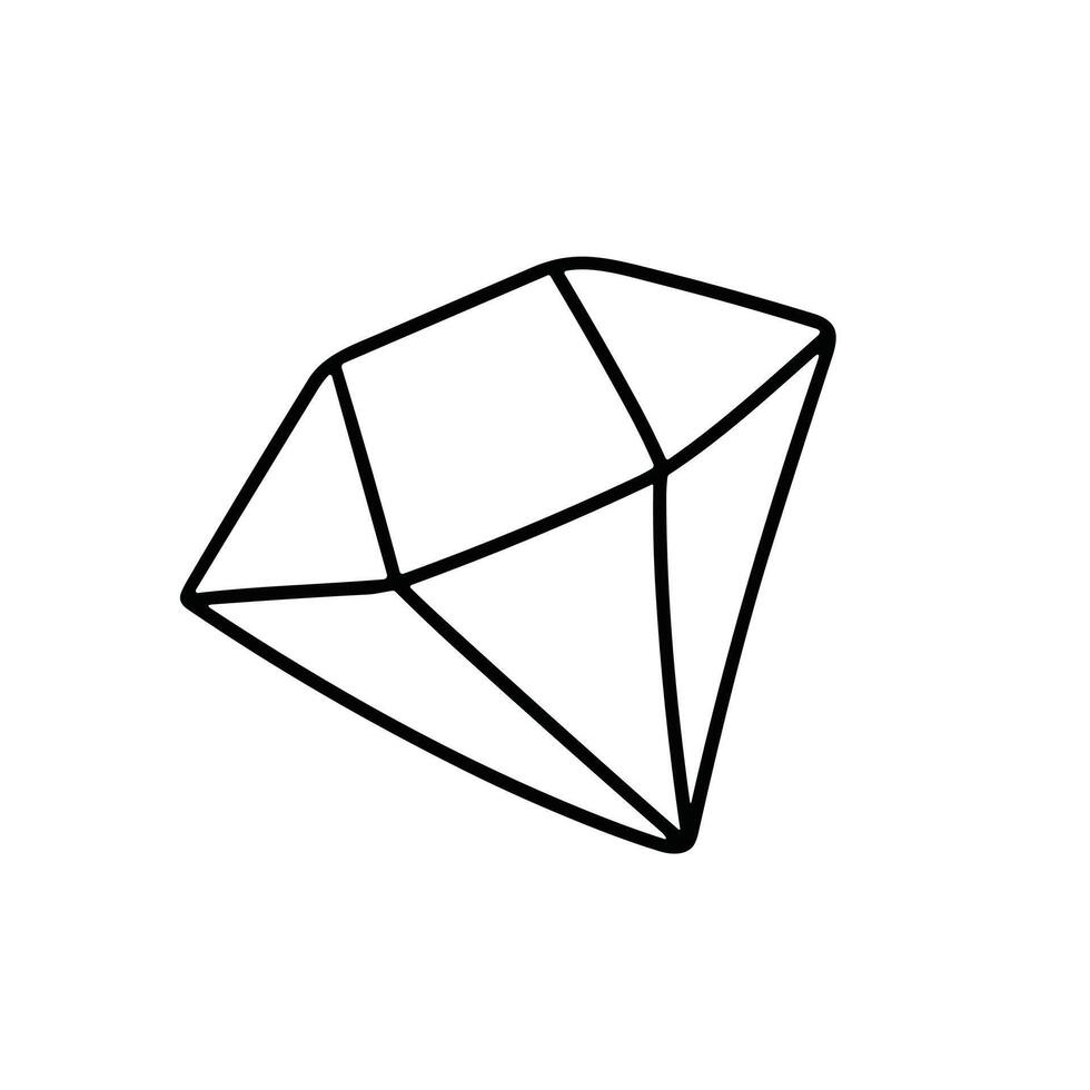 Doodle crystal isolated on white background. Hand drawn vector art