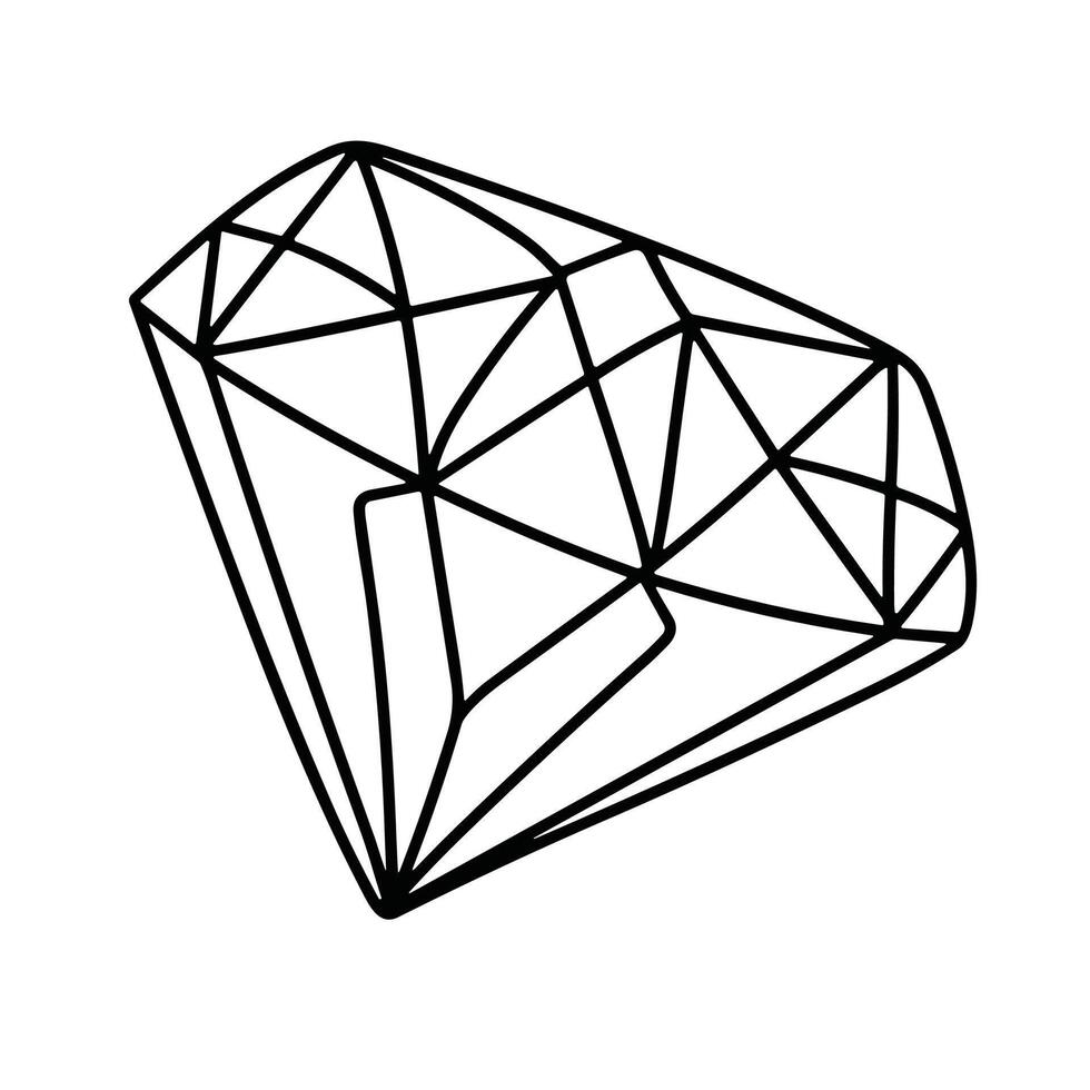 Doodle crystal isolated on white background. Hand drawn vector art
