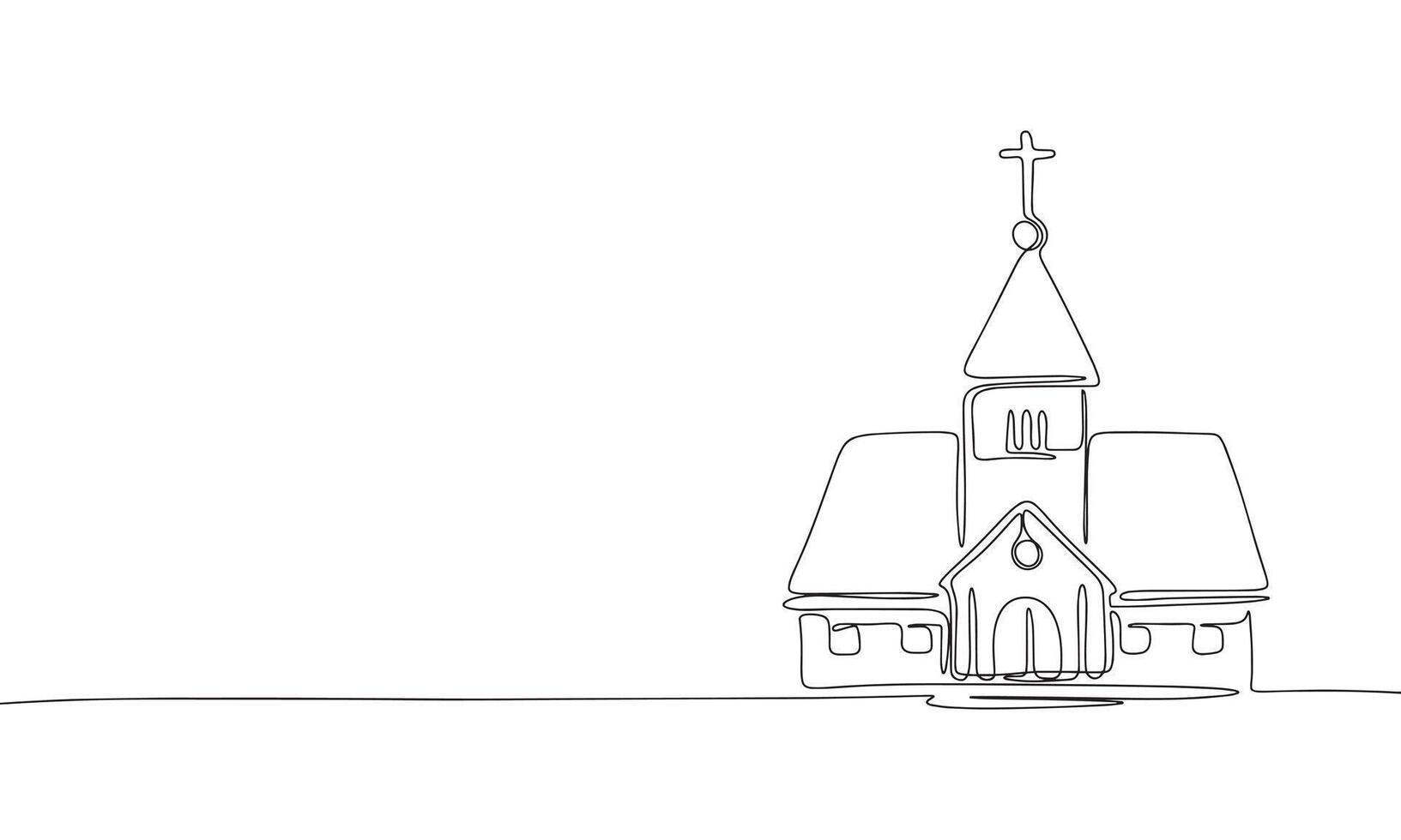 uno línea continuo iglesia. línea Arte Iglesia aislado en blanco antecedentes. mano dibujado vector Arte.
