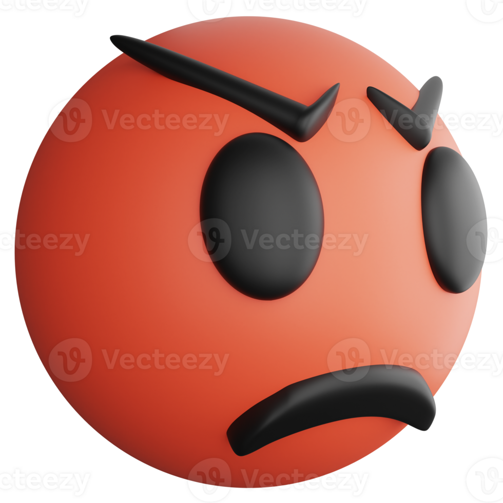 Angry emoji side view clipart flat design icon isolated on transparent background, 3D render emoji and emoticon concept png