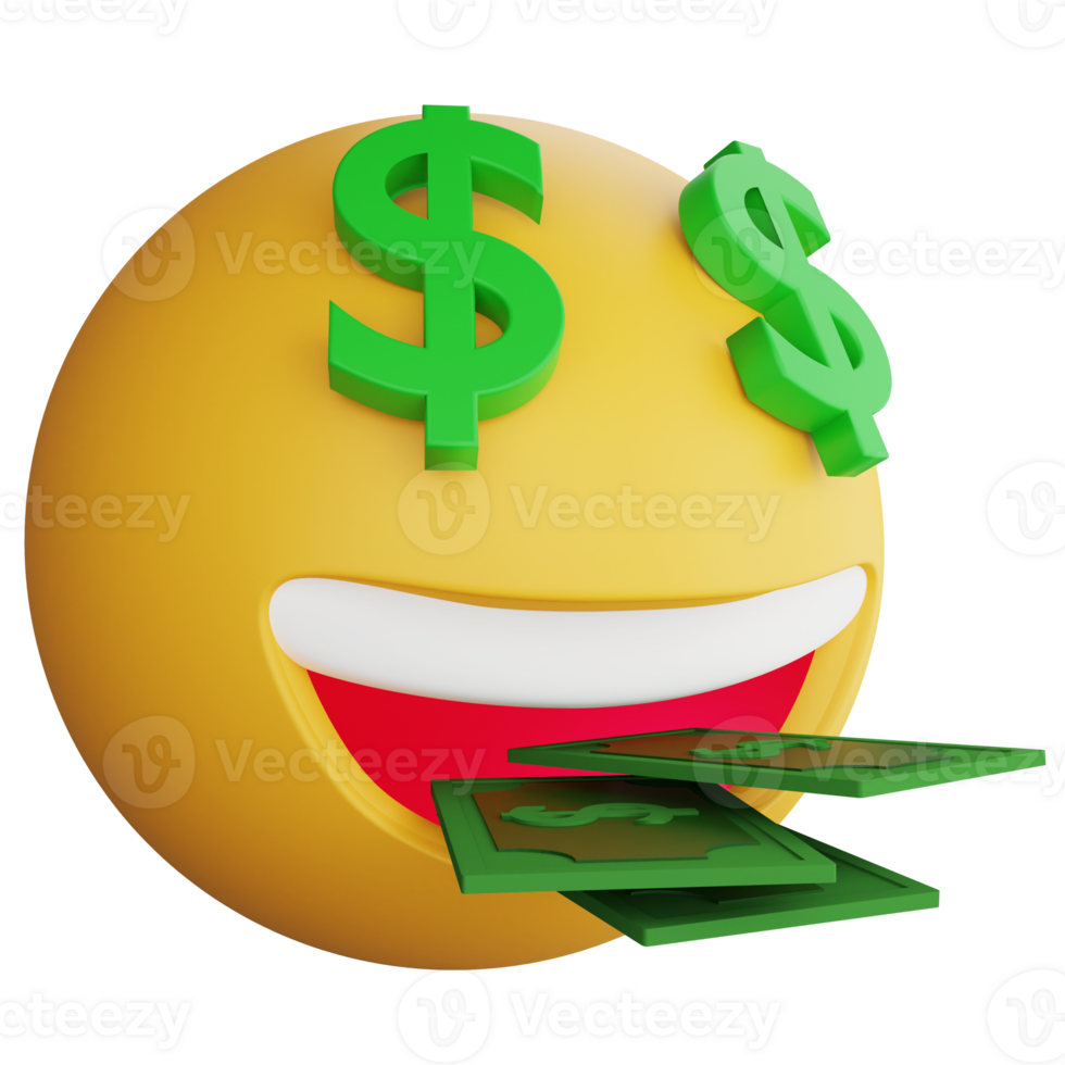 pengar emoji sida se ClipArt platt design ikon isolerat på transparent bakgrund, 3d framställa emoji och uttryckssymbol begrepp png