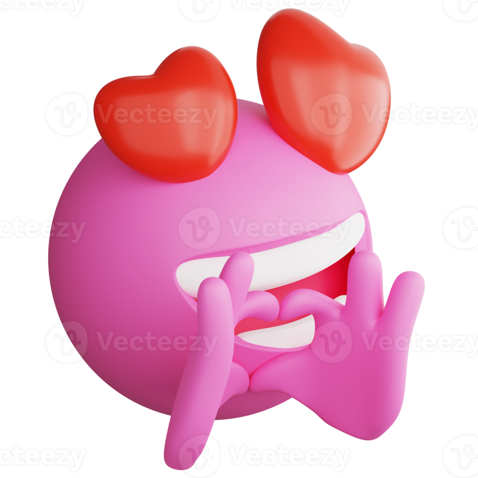 Love emoji side view clipart flat design icon isolated on transparent background, 3D render emoji and emoticon concept png