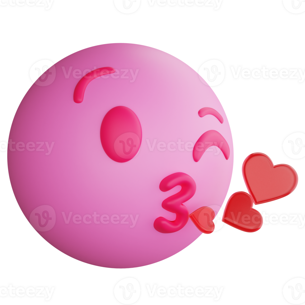 Love emoji side view clipart flat design icon isolated on transparent background, 3D render emoji and emoticon concept png