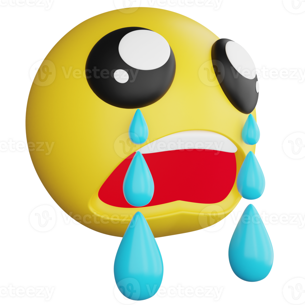 Cry emoji side view clipart flat design icon isolated on transparent background, 3D render emoji and emoticon concept png