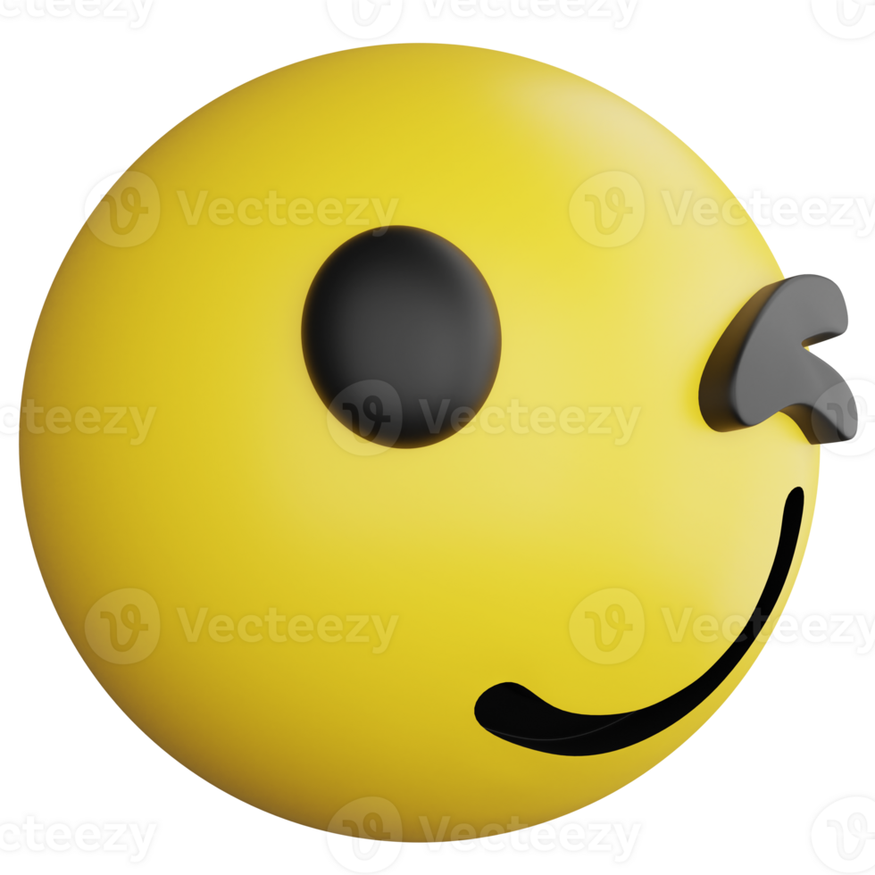 Smile emoji side view clipart flat design icon isolated on transparent background, 3D render emoji and emoticon concept png