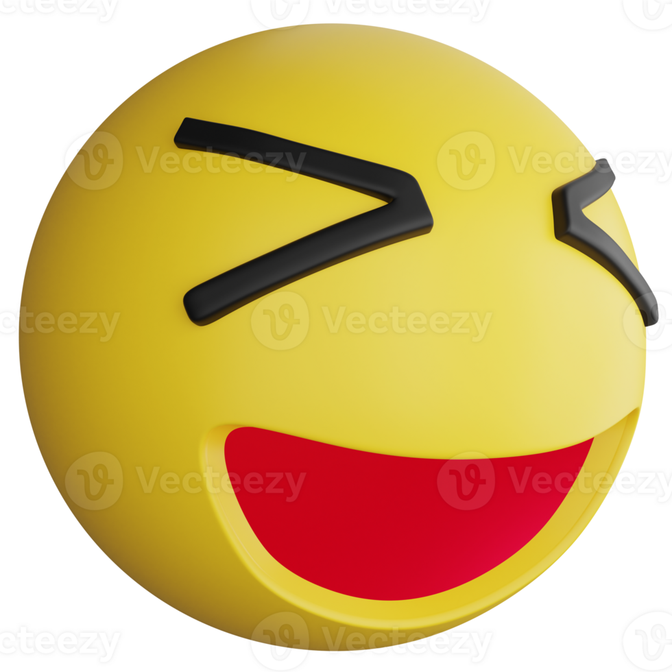 Laugh emoji side view clipart flat design icon isolated on transparent background, 3D render emoji and emoticon concept png