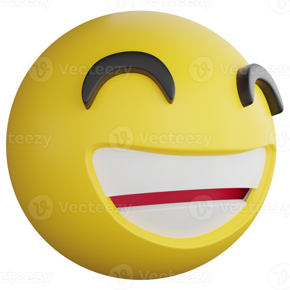 Smile emoji side view clipart flat design icon isolated on transparent background, 3D render emoji and emoticon concept png