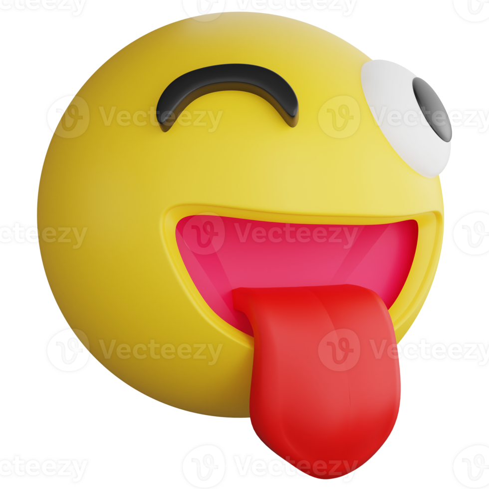 Cheeky emoji side view clipart flat design icon isolated on transparent background, 3D render emoji and emoticon concept png
