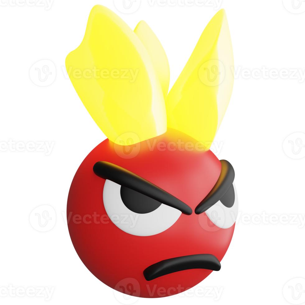 Angry emoji side view clipart flat design icon isolated on transparent background, 3D render emoji and emoticon concept png