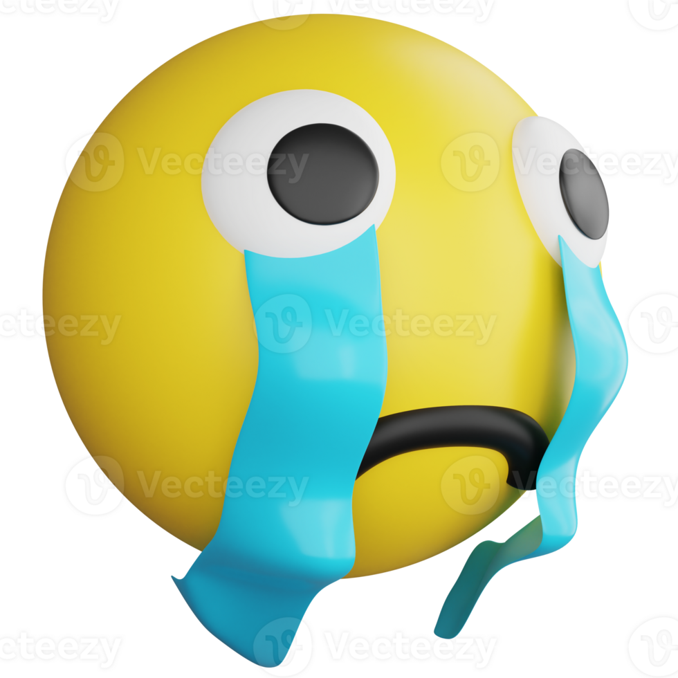 Cry emoji side view clipart flat design icon isolated on transparent background, 3D render emoji and emoticon concept png
