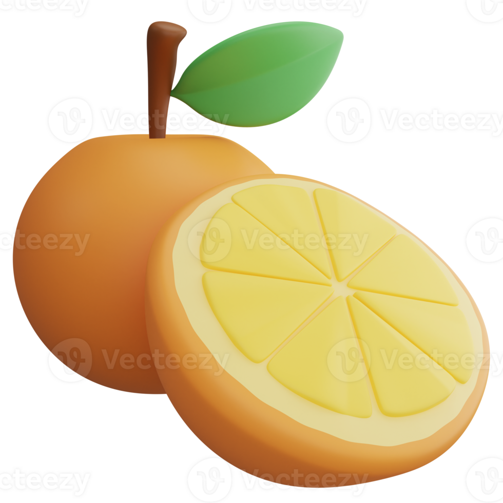 Orange clipart flat design icon isolated on transparent background, 3D render food and fruit concept png