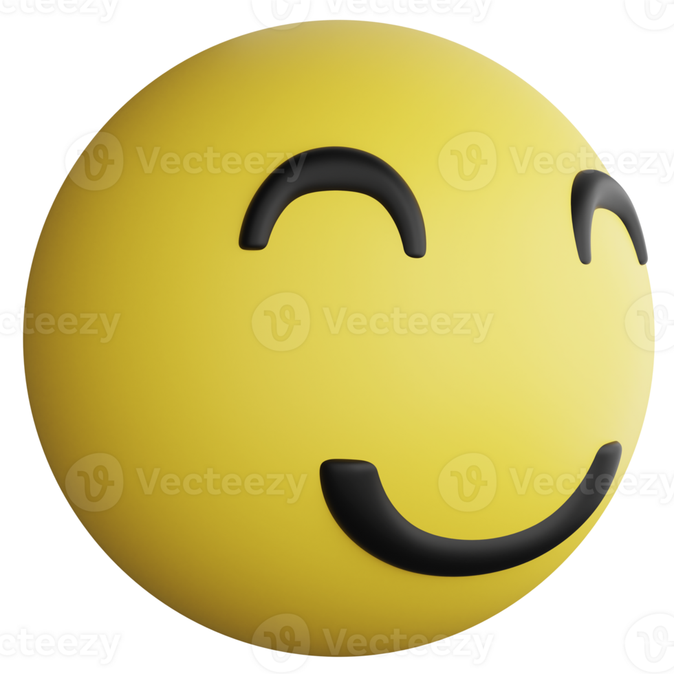 Smile emoji side view clipart flat design icon isolated on transparent background, 3D render emoji and emoticon concept png