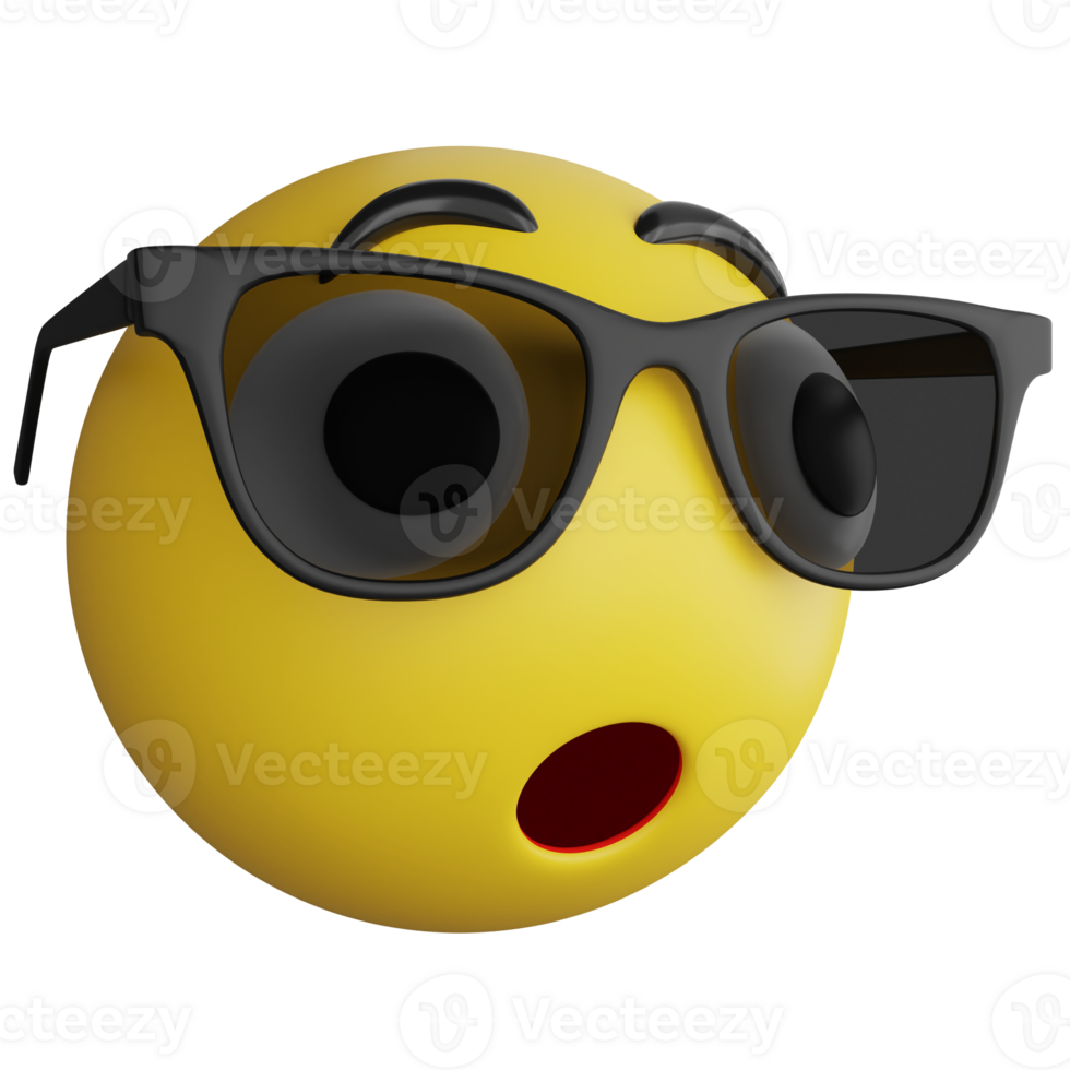 Wow glasses emoji side view clipart flat design icon isolated on transparent background, 3D render emoji and emoticon concept png