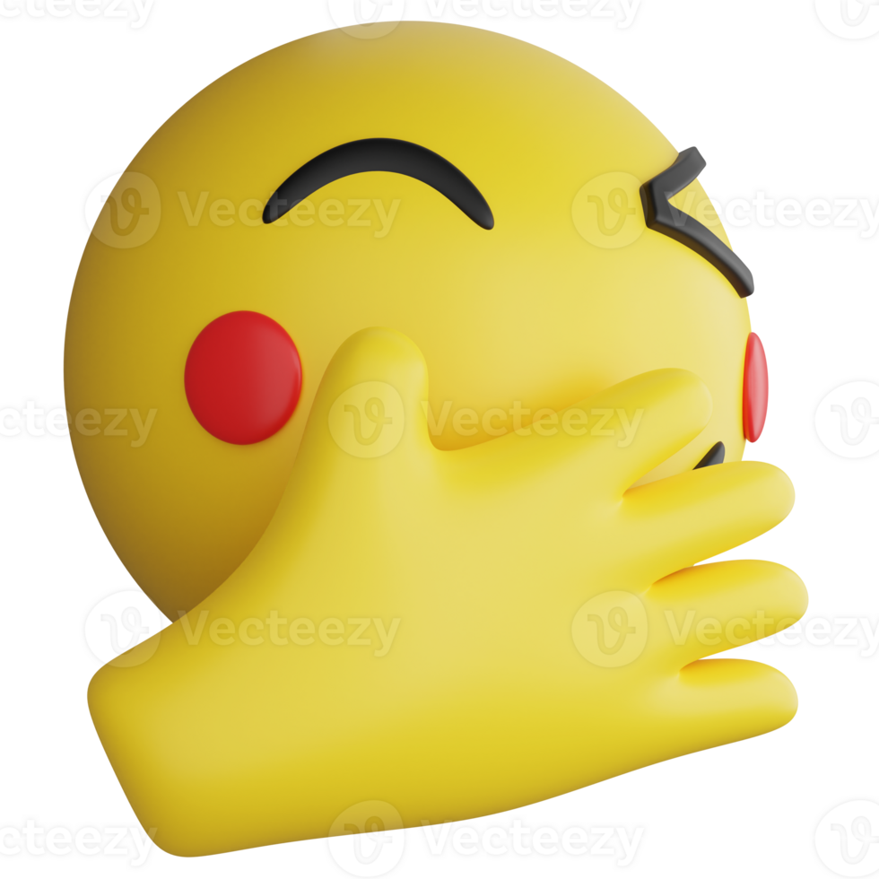 Shy emoji side view clipart flat design icon isolated on transparent background, 3D render emoji and emoticon concept png