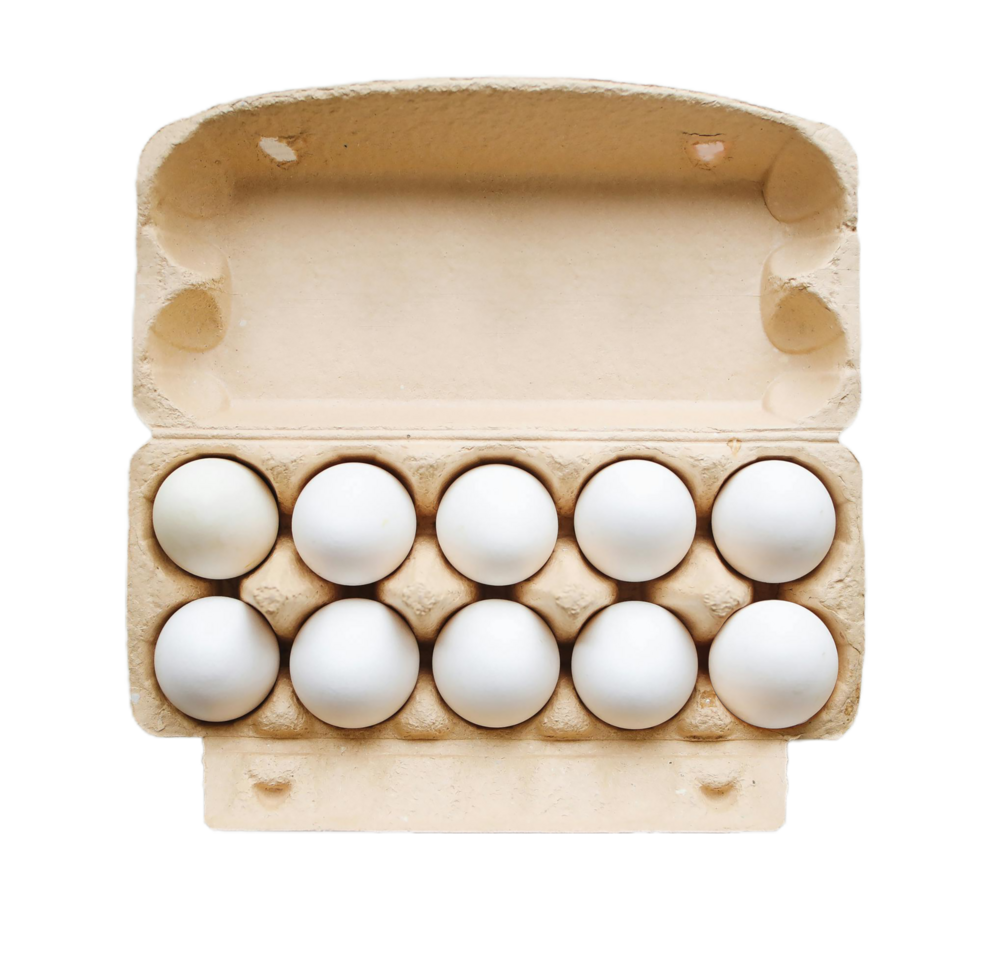Free photo top view egg carton with eggs png