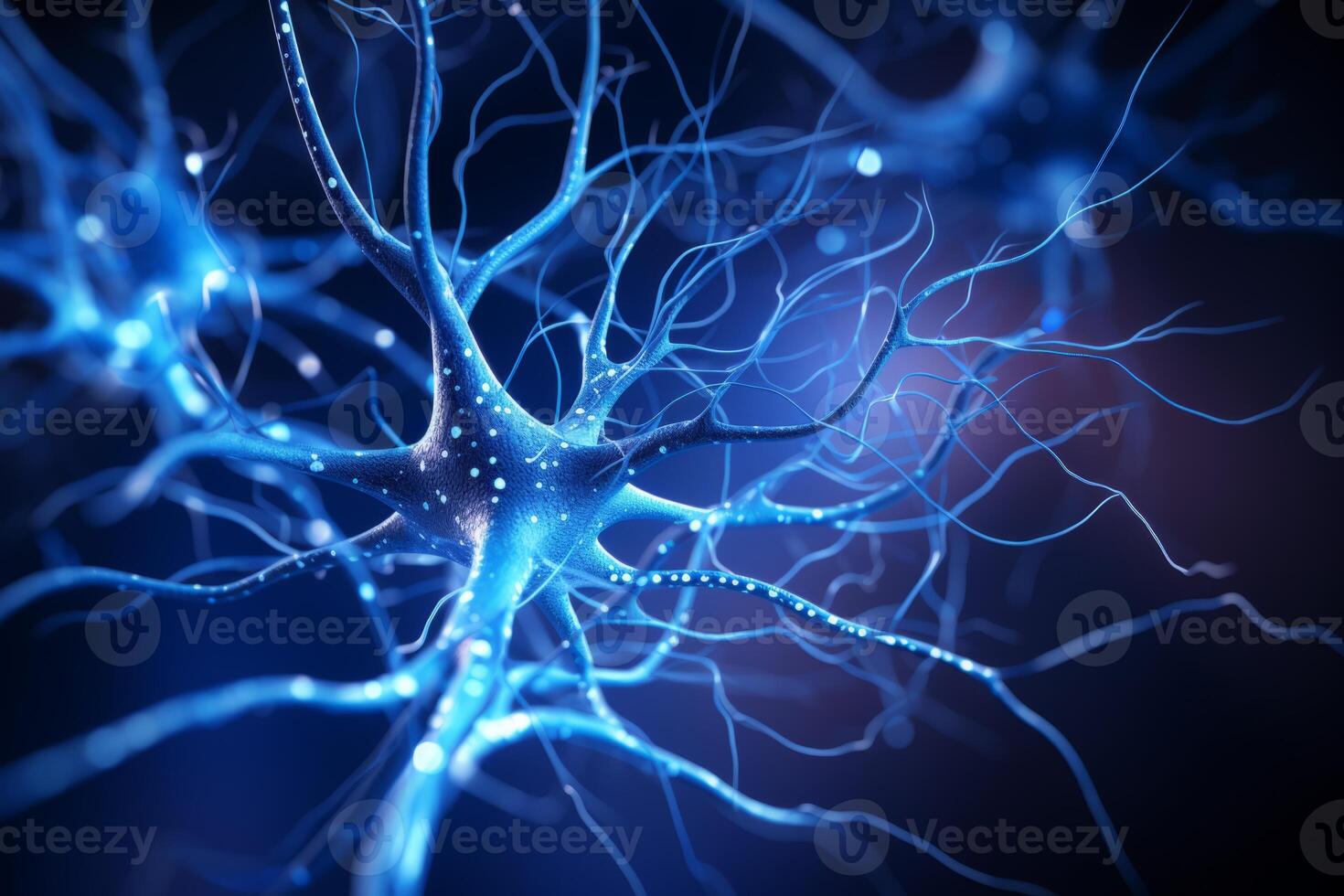 AI Generated Neuron cells neural network under microscope neuro research science brain signal information transfer human neurology mind mental impulse biology anatomy microbiology intelligence photo