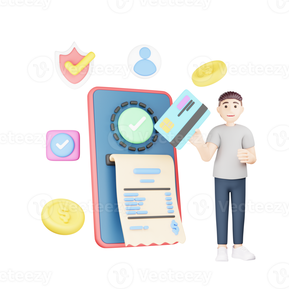 Payment Done - 3D Character Illustration of Successful Transaction png