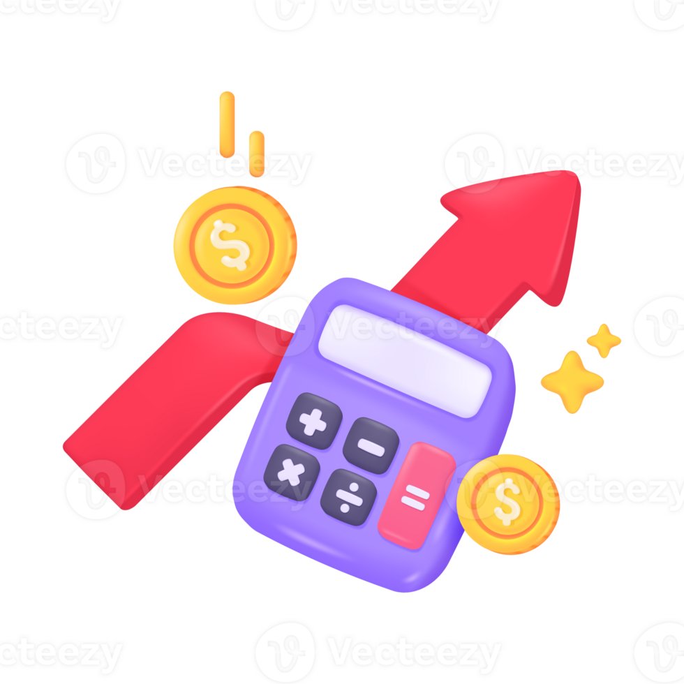 3D calculator. Purple calculator with buttons for counting values. png