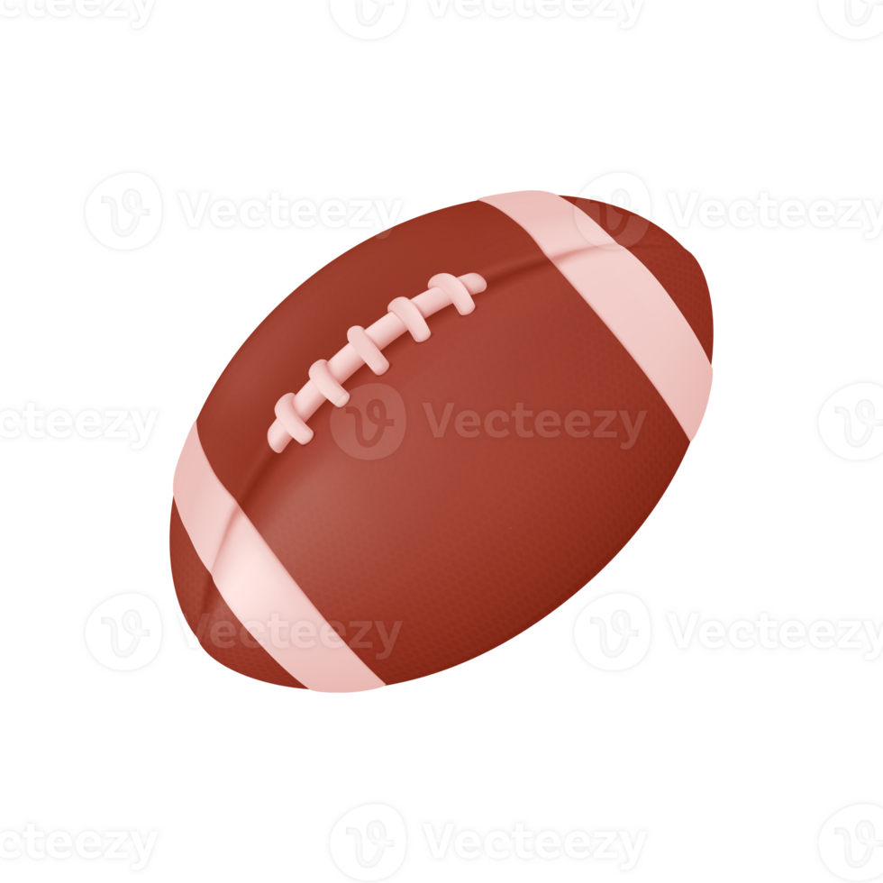 3D American Football Ball. Oval shaped ball with stitching. Equipment for playing American football. png