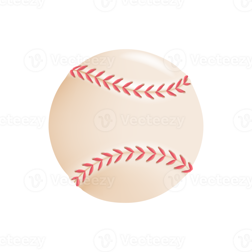 3D dirty baseball. White leather baseball with red stitching. Popular sports at university level png