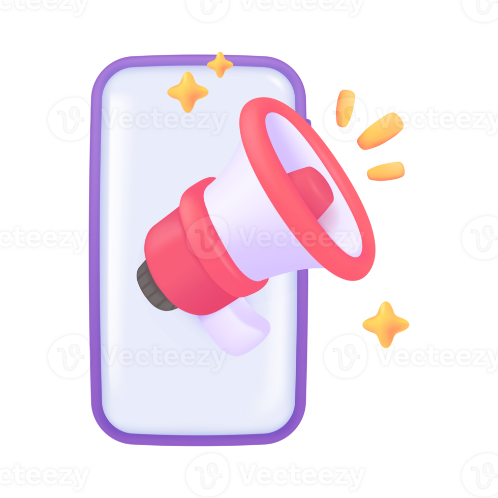 3D megaphone flying from a mobile phone with gold coins online marketing ideas Advertisements. png