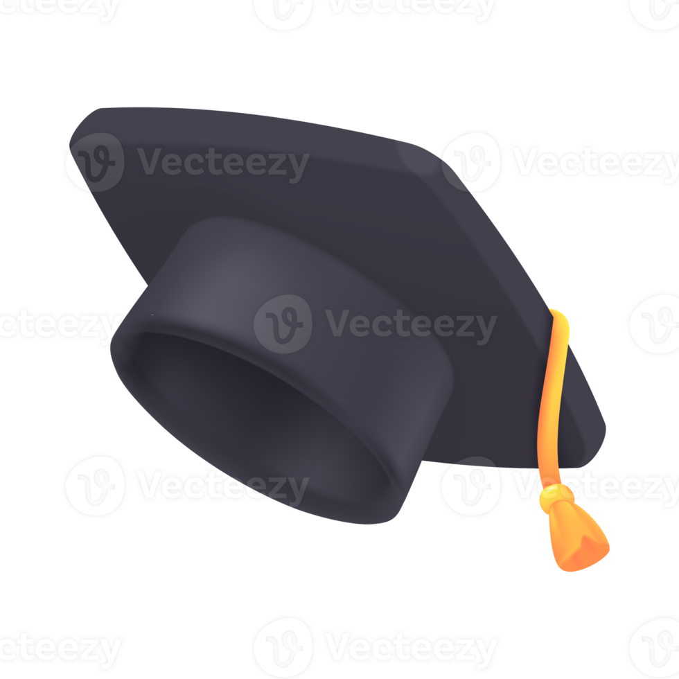 3D degree cap. University graduation. Training lessons in learning courses. png