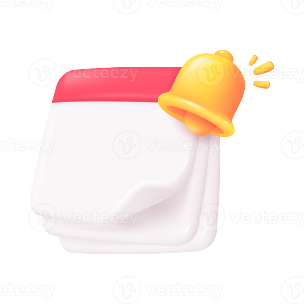 3D calendar with golden bells reminding of meeting appointments. png