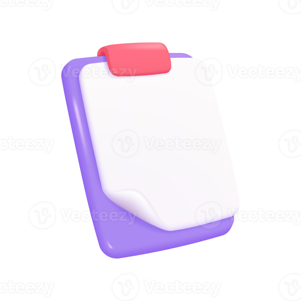 3D clipboard. Report summary document. Keeping a checklist of daily activities. png