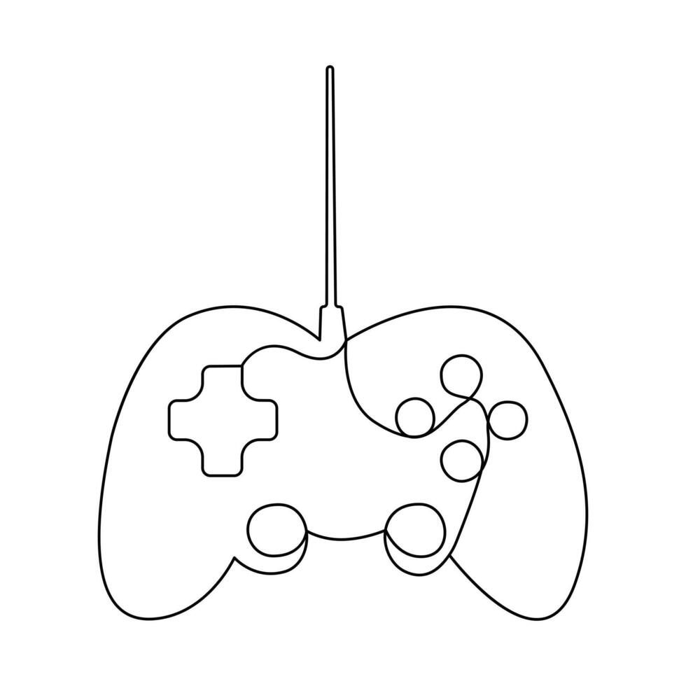 continuo una línea dibujo de el juego controlador y linea sola Arte de el palanca de mando controlador contorno vector ilustración