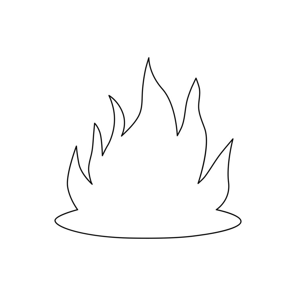 Continuous bonfire drawing, single-line art, and outline minimalistic style vector art illustration