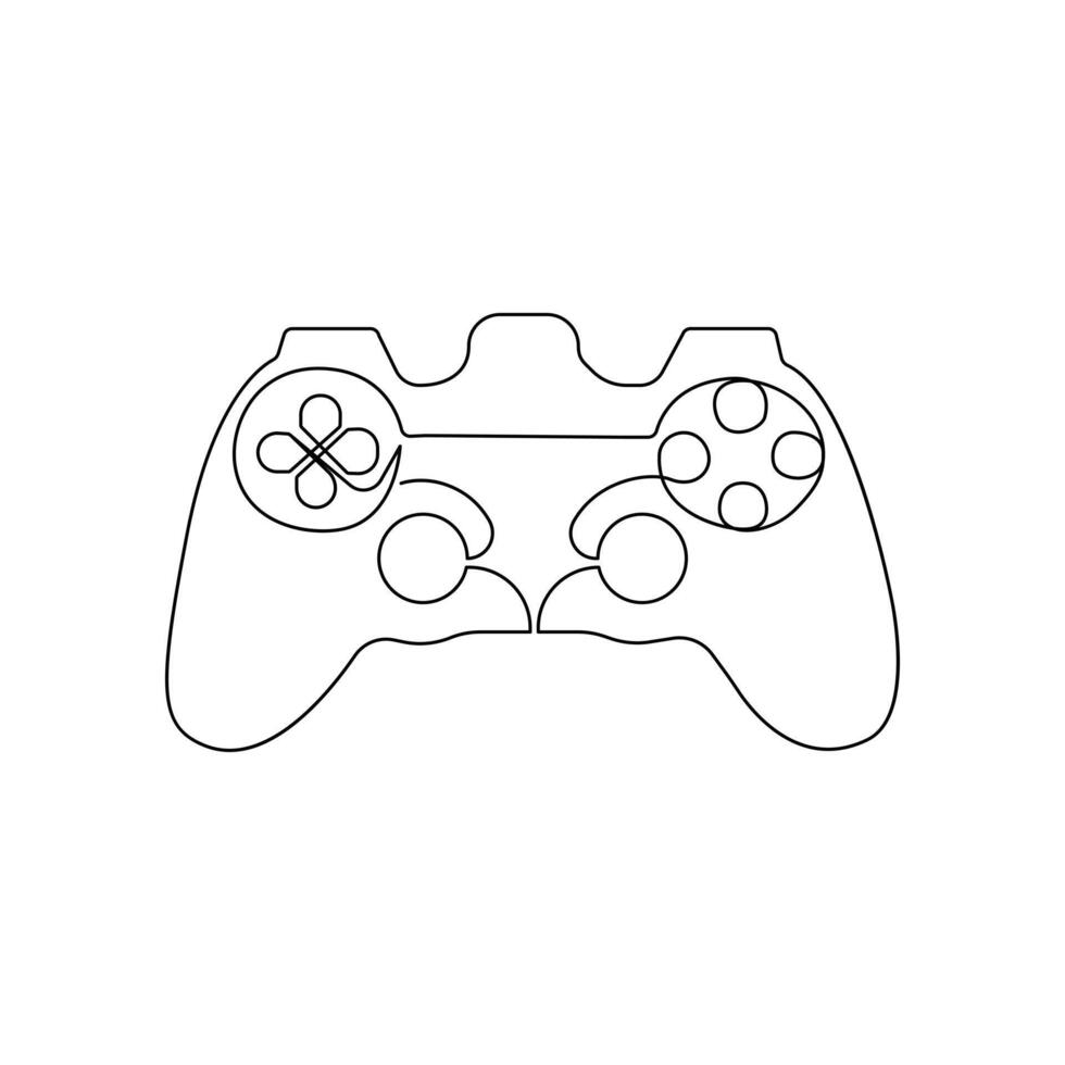 Continuous one-line drawing of the game controller and single-line art of the joystick controller outline vector illustration