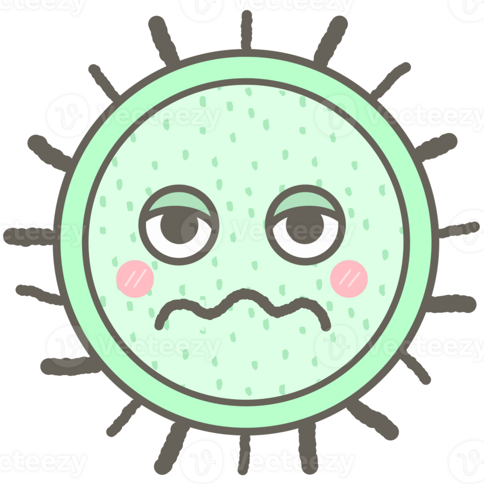 süß Pastell- Grün Bakterien Virus Zellen einfach Illustration png
