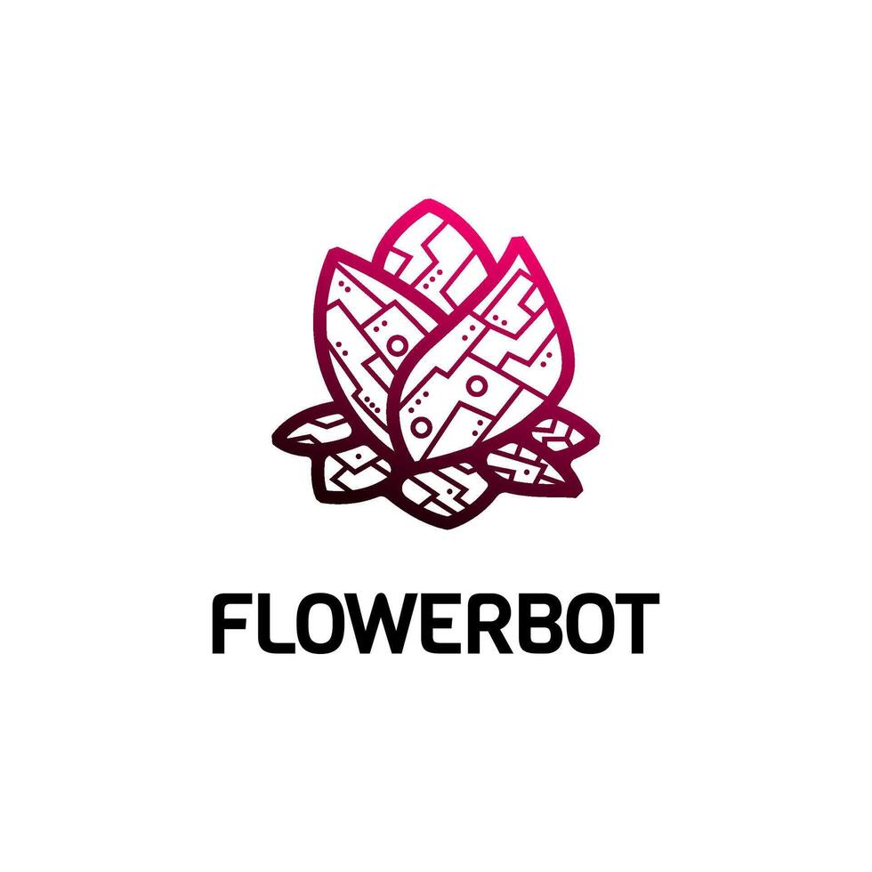 flor mecha logo. futurista flor moderno logo. flor robot logo diseño. moderno tecnología flor logo. vector