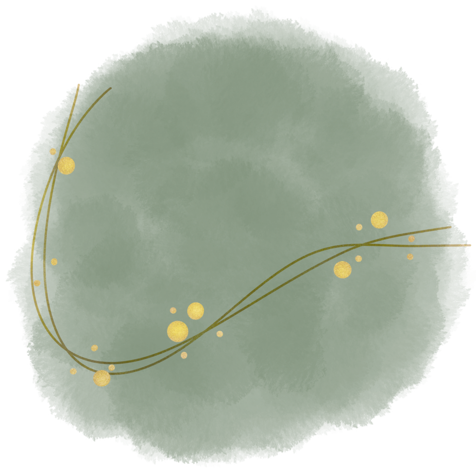 Green Round Shape Decorated by Golden Glitter Lines Illustration png