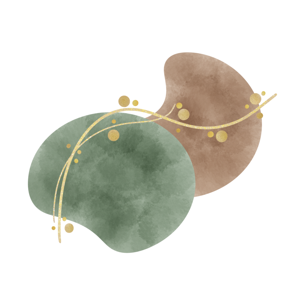 verde y marrón oval formas decorado por dorado Brillantina líneas ilustración png
