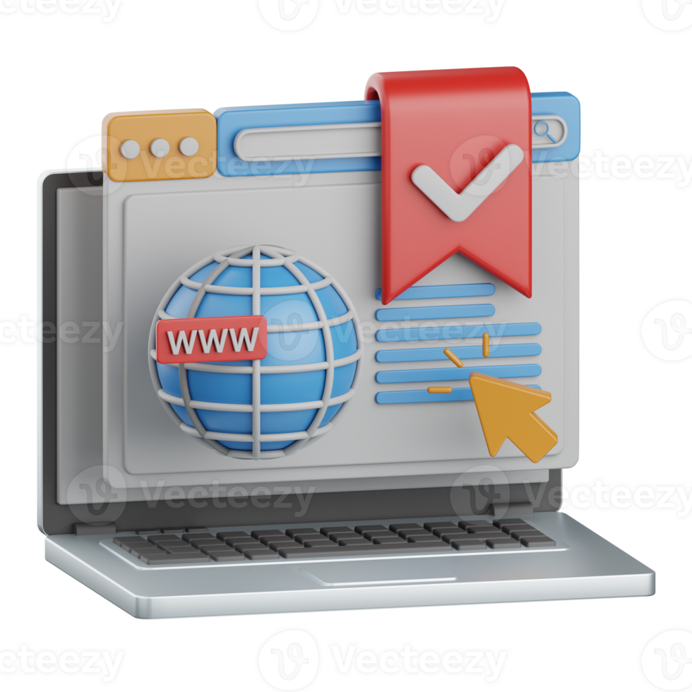 3d rendering bookmark page isolated useful for seo, website, internet, optimization and other png