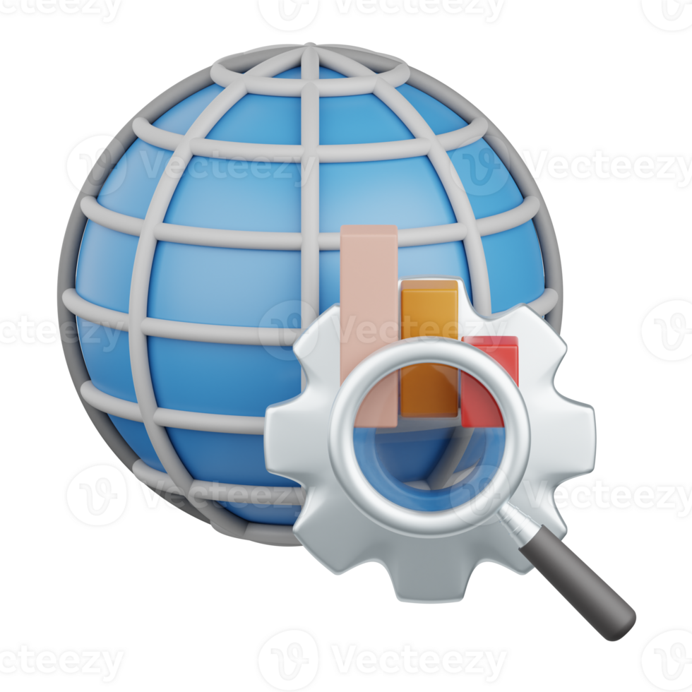 3d interpretazione globale ottimizzazione isolato utile per seo, sito web, Internet, ottimizzazione e altro png