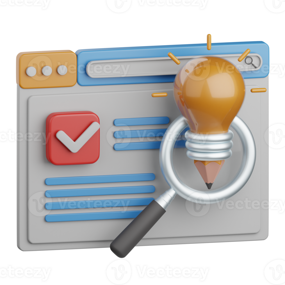 3d rendering search result isolated useful for seo, website, internet, optimization and other png