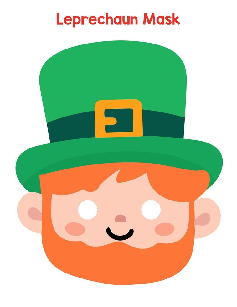 Leprechaun mask for St. Patrick's Day party. Cute elf for kids vector