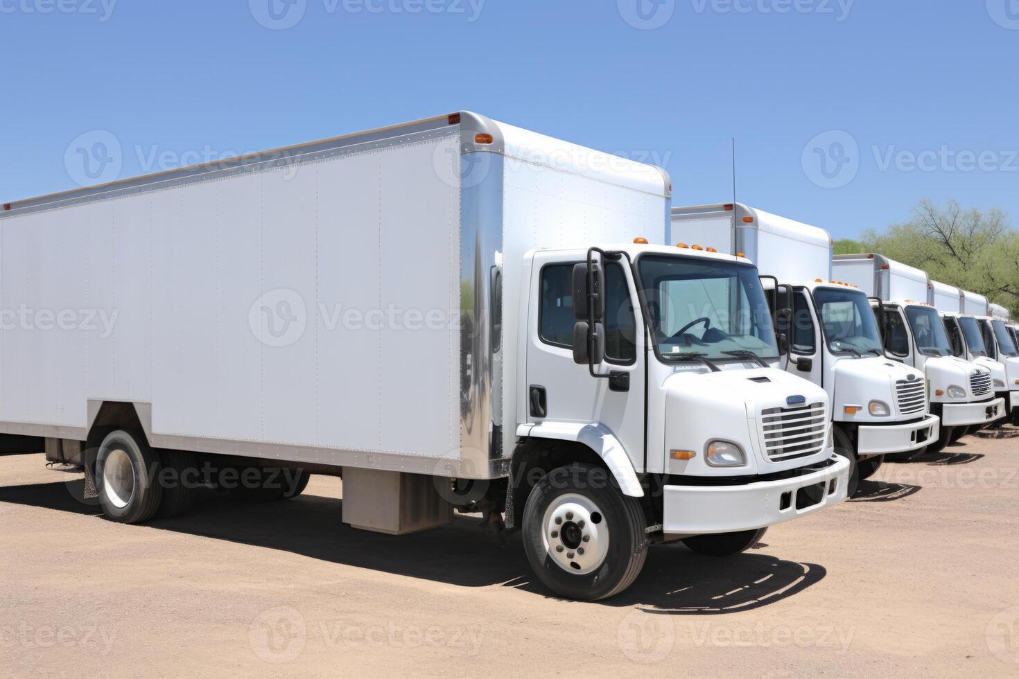 AI Generated Logistic center cargo trucks transportation shipping lorry delivery freight semi-truck road carrier warehouse storage vehicle load shipment delivery container van fast transport photo
