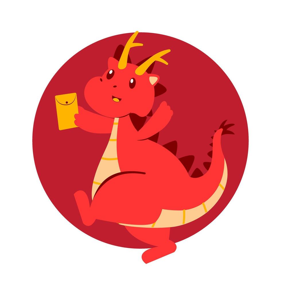 Red Dragon Chinese New Year Element vector