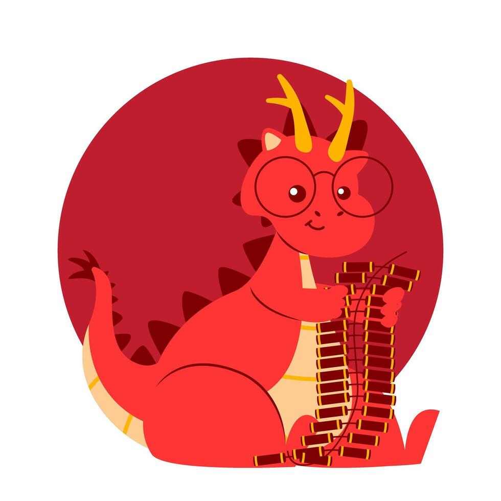 Red Dragon Chinese New Year Element vector